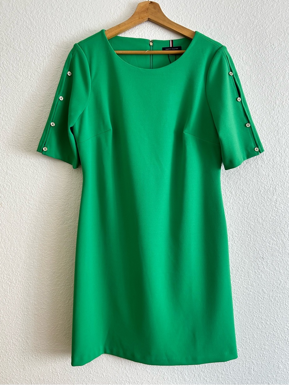 Tommy Hilfiger size 12 Jolly Green Sheath Dress GOLD BUTTONS